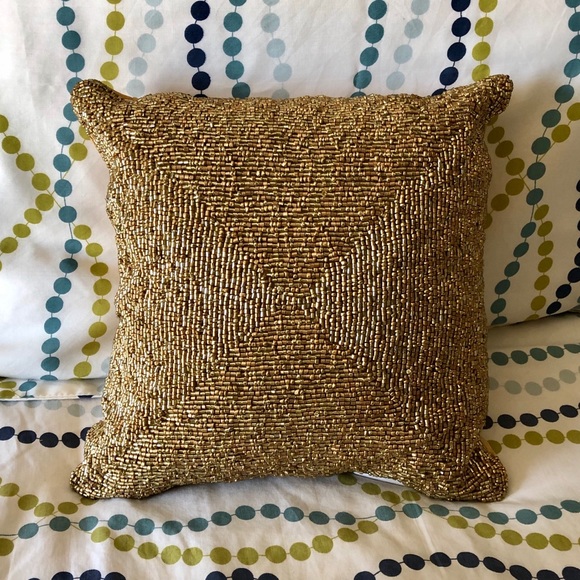 gold beaded pillow